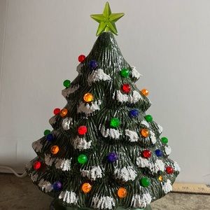 Glazed green mantel ceramic tree